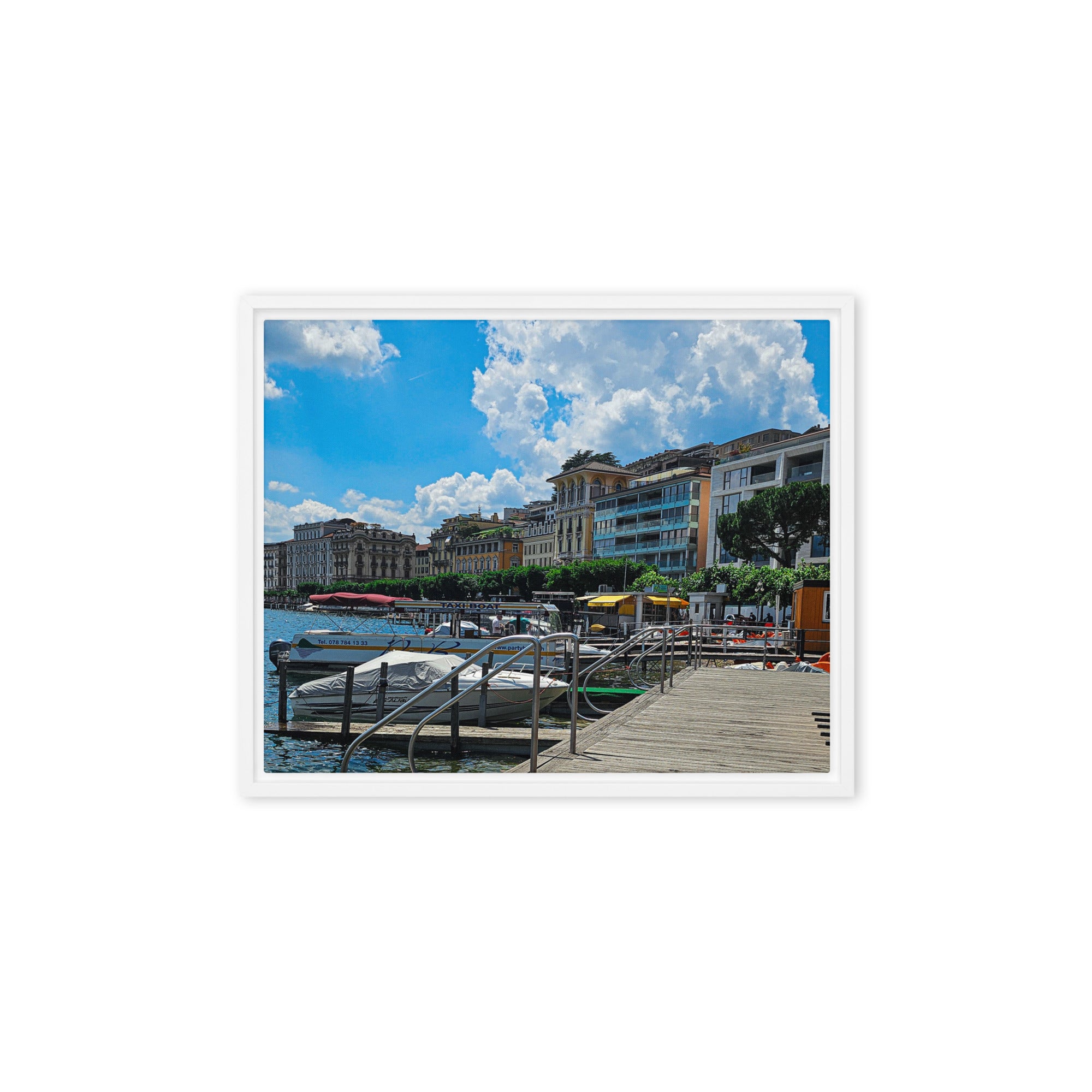 Framed Canvas Marina Lugano Switzerland Wall Art Decor - Rosetta Creative Boutique